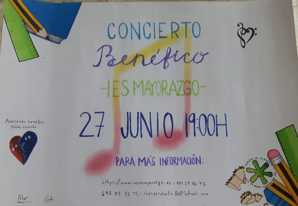 cartel concierto benefico a mano